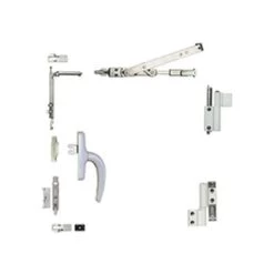 Kit Oscillo-battant Complet Galicube 1V FAPIM à Crémone Nefer Midi - Compas Court 402 à 750 Mm - Gris 9006 - 1330AA-G5