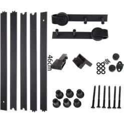 230cm Kit De Rail Pour Porte Coulissante - Poulie Ensemble Industriel Pour Porte Suspendue En Aciler Système Noir