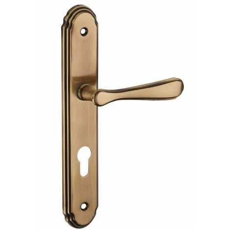 Serrurerie De Picardie - Ensemble De Poignées Pour Porte D'entrée Arthemis Trou De Cylindre, Entr'axes 195mm, Laiton Patiné 1 Serrurerie De Picardie - Ensemble De Poignées Pour Porte D'entrée Arthemis Trou De Cylindre, Entr'axes 195mm, Laiton Patiné