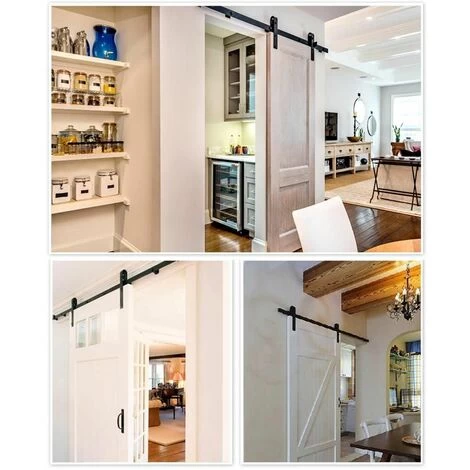 Yaheetech 8ft/244 Cm Kit De Rail De Porte Coulissante Système De Porte Suspendue Pour Garage Cuisine Chambre 2 Yaheetech 8ft/244 Cm Kit De Rail De Porte Coulissante Système De Porte Suspendue Pour Garage Cuisine Chambre – Image 2