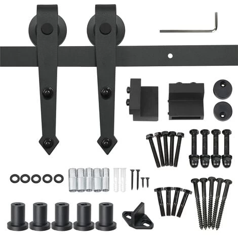 Yaheetech 6FT/183cm Quincaillerie Kit De Porte Coulissante Rail Porte Suspendu Système De Porte Coulissante Hardware Complet Ensemble Industriel 3 Yaheetech 6FT/183cm Quincaillerie Kit De Porte Coulissante Rail Porte Suspendu Système De Porte Coulissante Hardware Complet Ensemble Industriel – Image 3