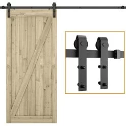STOEX Quincaillerie Kit De Rail Roulettes Pour Porte Coulissante Hardware Pour Porte Suspendue En Bois Sliding Barn Door - 150cm