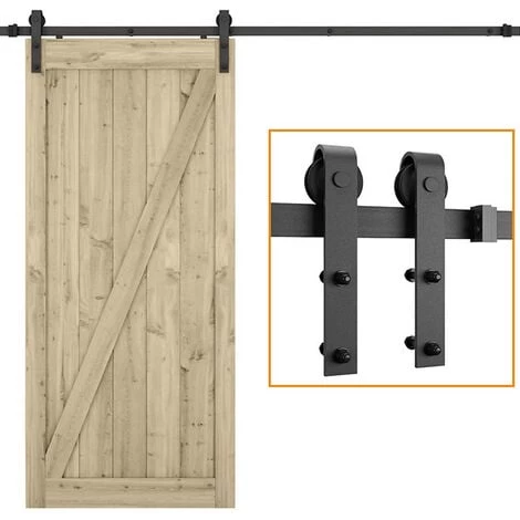 STOEX Quincaillerie Kit De Rail Roulettes Pour Porte Coulissante Hardware Pour Porte Suspendue En Bois Sliding Barn Door - 150cm 1 STOEX Quincaillerie Kit De Rail Roulettes Pour Porte Coulissante Hardware Pour Porte Suspendue En Bois Sliding Barn Door - 150cm