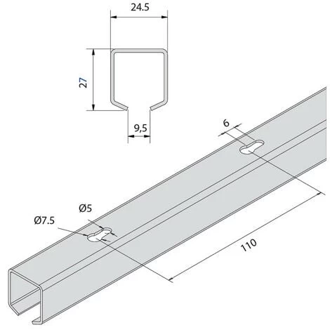 Rail Acier Galvanisé Slid'Up 1300 - L 2,95 M 2 Rail Acier Galvanisé Slid'Up 1300 - L 2,95 M – Image 2