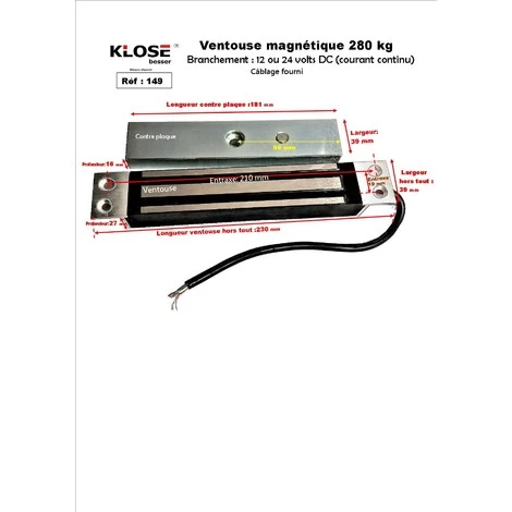 Ventouse Magnétique Klose Besser 280kg Largeur 38mm KLOSE BESSER 2 Ventouse Magnétique Klose Besser 280kg Largeur 38mm KLOSE BESSER – Image 2