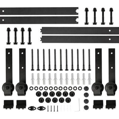366CM Quincaillerie Kit De Rail Pour Double Porte Coulissante, Ensemble Industriel Hardware Kit Pour Porte Suspendue En Bois Système De Porte Avec Roulettes Et Rail(Style Classique) 1 366CM Quincaillerie Kit De Rail Pour Double Porte Coulissante, Ensemble Industriel Hardware Kit Pour Porte Suspendue En Bois Système De Porte Avec Roulettes Et Rail(Style Classique)