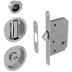 Kit Serrure à Condamnation, Poignée Ronde, Acier Finition Satiné