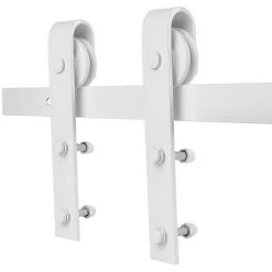YONGQING®blanc-Rail Suspendu De Porte Coulissante -200cm- Système De Voie Industriel Roue De Poulie