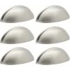 6 Poignées De La Porte De L'armoire D'emballage Tiroirs De Coquille Moderne, 76mm (3 Pouces) De Centres De Trou, Nickel Brossé
