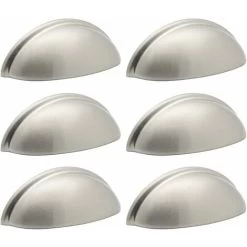 6 Poignées De La Porte De L'armoire D'emballage Tiroirs De Coquille Moderne, 76mm (3 Pouces) De Centres De Trou, Nickel Brossé