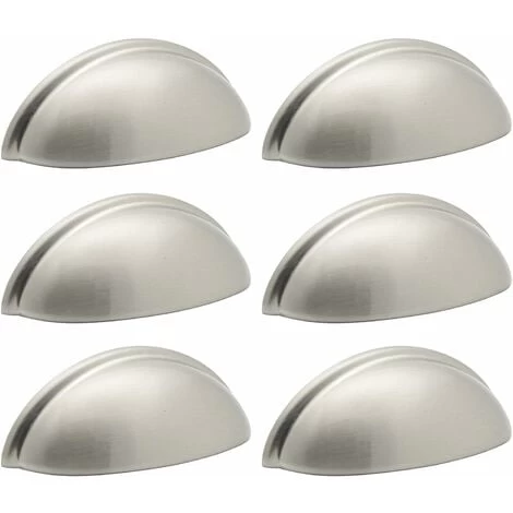 6 Poignées De La Porte De L'armoire D'emballage Tiroirs De Coquille Moderne, 76mm (3 Pouces) De Centres De Trou, Nickel Brossé 1 6 Poignées De La Porte De L'armoire D'emballage Tiroirs De Coquille Moderne, 76mm (3 Pouces) De Centres De Trou, Nickel Brossé