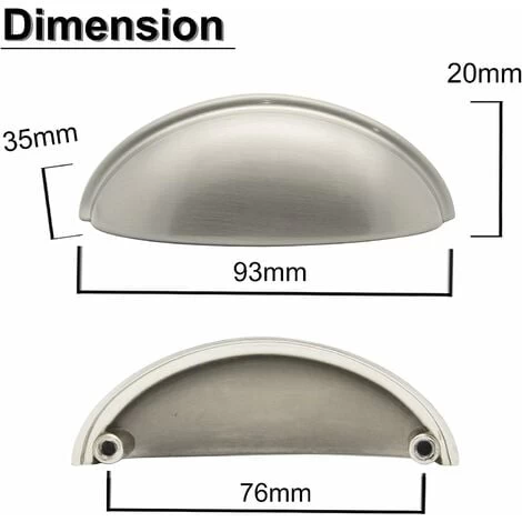 6 Poignées De La Porte De L'armoire D'emballage Tiroirs De Coquille Moderne, 76mm (3 Pouces) De Centres De Trou, Nickel Brossé 2 6 Poignées De La Porte De L'armoire D'emballage Tiroirs De Coquille Moderne, 76mm (3 Pouces) De Centres De Trou, Nickel Brossé – Image 2