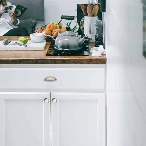 6 Poignées De La Porte De L'armoire D'emballage Tiroirs De Coquille Moderne, 76mm (3 Pouces) De Centres De Trou, Nickel Brossé 3 6 Poignées De La Porte De L'armoire D'emballage Tiroirs De Coquille Moderne, 76mm (3 Pouces) De Centres De Trou, Nickel Brossé – Image 3