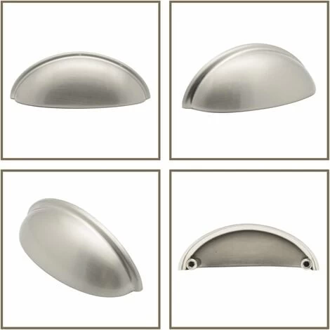 6 Poignées De La Porte De L'armoire D'emballage Tiroirs De Coquille Moderne, 76mm (3 Pouces) De Centres De Trou, Nickel Brossé 5 6 Poignées De La Porte De L'armoire D'emballage Tiroirs De Coquille Moderne, 76mm (3 Pouces) De Centres De Trou, Nickel Brossé – Image 5