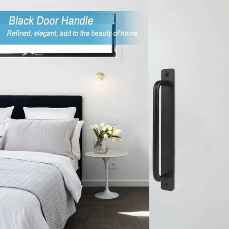 Poignée De Porte 2Pcs Poignée De Porte Noire En Alliage D'aluminium Poignée De Porte Coulissante Lourde Pour Porte Intérieur Extérieur Porte De Grange Armoire Placard Chambre Avec 4 Vis, Noir, 244MM 2 Poignée De Porte 2Pcs Poignée De Porte Noire En Alliage D'aluminium Poignée De Porte Coulissante Lourde Pour Porte Intérieur Extérieur Porte De Grange Armoire Placard Chambre Avec 4 Vis, Noir, 244MM – Image 2