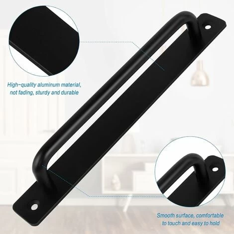 Poignée De Porte 2Pcs Poignée De Porte Noire En Alliage D'aluminium Poignée De Porte Coulissante Lourde Pour Porte Intérieur Extérieur Porte De Grange Armoire Placard Chambre Avec 4 Vis, Noir, 244MM 3 Poignée De Porte 2Pcs Poignée De Porte Noire En Alliage D'aluminium Poignée De Porte Coulissante Lourde Pour Porte Intérieur Extérieur Porte De Grange Armoire Placard Chambre Avec 4 Vis, Noir, 244MM – Image 3