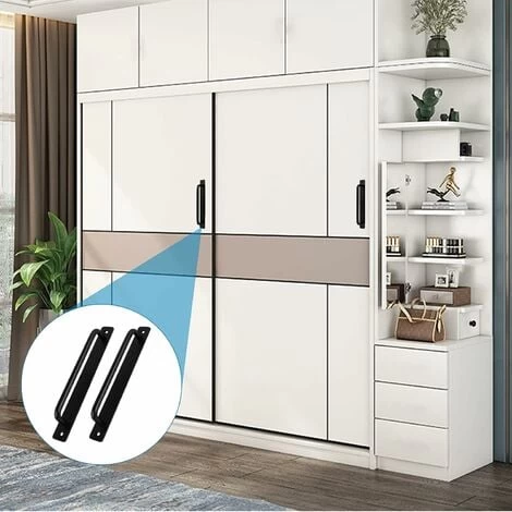 Poignée De Porte 2Pcs Poignée De Porte Noire En Alliage D'aluminium Poignée De Porte Coulissante Lourde Pour Porte Intérieur Extérieur Porte De Grange Armoire Placard Chambre Avec 4 Vis, Noir, 244MM 4 Poignée De Porte 2Pcs Poignée De Porte Noire En Alliage D'aluminium Poignée De Porte Coulissante Lourde Pour Porte Intérieur Extérieur Porte De Grange Armoire Placard Chambre Avec 4 Vis, Noir, 244MM – Image 4