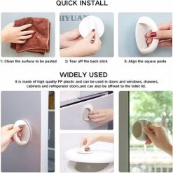 Poignée Auto-Adhésive Fontainebleau,6pcs Poignée De Porte Poignée Auto-Adhésive Pour Armoires De Cuisine Poignées Porte -Portes Et Fenêtres Magasin 42713851 5