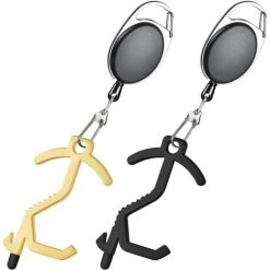 ELLE Ouvre Porte Sans Contact Portable 2 Pièces Avec Porte-Clés Et Pointe En Caoutchouc Polyvalent Santé Outil Clé Pour Ouvrir Fermer La Porte Crochet Ouvre Porte Sans Contact Gardez La Main Propre