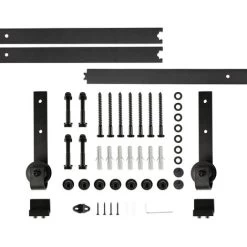 Skecten Rail Suspendu De Porte Coulissante - Tringle 244cm - Système De Voie Industriel Roue De Poulie