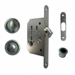 Serrure Pour Porte Coulissante à Crochet + Rosaces + Poignée + Tire Doigt