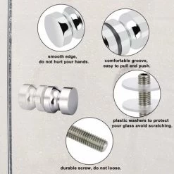 Boutons Inox De Porte De Douche Coulissante Poignées De Porte De Douche En Verre Pour Salle De Bain Cuisine Maison Bureau Hôtel 2 Paires，Irisfr -Portes Et Fenêtres Magasin 51218232 4