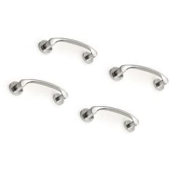 Emuca Poignée Courbée Avec Rosaces Diamètre 50 Mm Pour Portes Coulissantes, Aluminium, Nickel Satiné, 4 Pcs