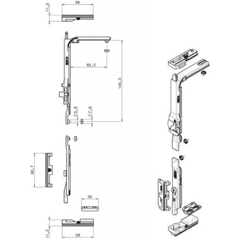 Kit De Base 1 Vantail Sans Entraîneur Pour Châssis Oscillobattant Aluminium GALICUBEMAGICUBE 2 Kit De Base 1 Vantail Sans Entraîneur Pour Châssis Oscillobattant Aluminium GALICUBEMAGICUBE – Image 2