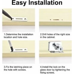 Lot De 2 Verrous De Porte En Verre En Alliage De Zinc Pour Porte De Placard En Verre Avec Clé à Double Ouverture Pour Porte En Verre De 5 à 8 Mm D'épaisseur (argent) -Portes Et Fenêtres Magasin 58180315 5