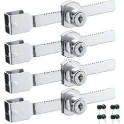 Lot De 4 Verrous De Porte Coulissante En Verre Avec Finition Chromée, Clés Identiques,petites,GU.B/bon