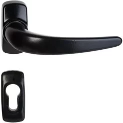 Paire De Poignées De Porte Sur Rosaces KLOSE Besser " STELLUS " + 2 Rosaces Trous Cylindres Noires