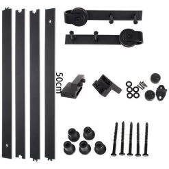 200cm/6,6FT Kit De Quincaillerie Pour Porte Coulissante Système De Rail Suspendu Pour Porte Grange Coulissante -Portes Et Fenêtres Magasin 59738491 5