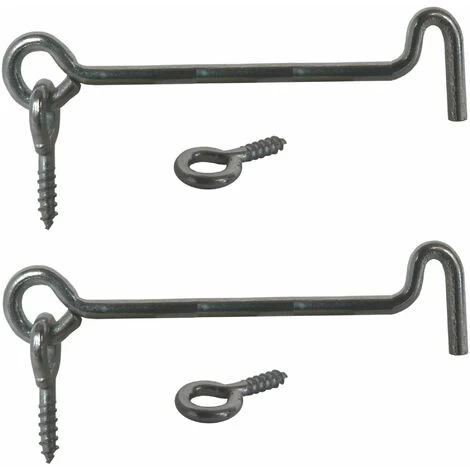 2x Crochets D'arrêt Avec Vis à œillet 4,3x120mm Acier Argenté Fermeture Porte Bois Contrevent Crochet Attache Vérou Verrou Blocage 1 2x Crochets D'arrêt Avec Vis à œillet 4,3x120mm Acier Argenté Fermeture Porte Bois Contrevent Crochet Attache Vérou Verrou Blocage