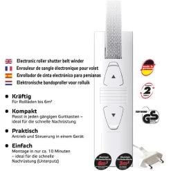 Enrouleur De Sangle électrique Superrollo GW190 Pour Sangle De 23 Mm, Motorisation Pour Volets Roulants Jusqu'à 45 Kg, Montage Encastré Dans évidement D'encastrement, Blanc. -Portes Et Fenêtres Magasin 60063208 3