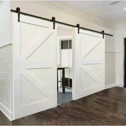 Quincaillerie Kit De Rail Pour Double Porte Coulissante-366CM , Ensemble Industriel Hardware Kit Pour Porte Suspendue En Bois Système De Porte Avec Roulettes Et Rail 8 Quincaillerie Kit De Rail Pour Double Porte Coulissante-366CM , Ensemble Industriel Hardware Kit Pour Porte Suspendue En Bois Système De Porte Avec Roulettes Et Rail -Portes Et Fenêtres Magasin 60287734 4