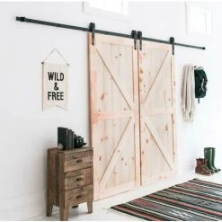 Quincaillerie Kit De Rail Pour Double Porte Coulissante-366CM , Ensemble Industriel Hardware Kit Pour Porte Suspendue En Bois Système De Porte Avec Roulettes Et Rail 9 Quincaillerie Kit De Rail Pour Double Porte Coulissante-366CM , Ensemble Industriel Hardware Kit Pour Porte Suspendue En Bois Système De Porte Avec Roulettes Et Rail -Portes Et Fenêtres Magasin 60287734 5