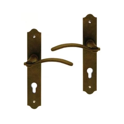 Poignée De Porte Extérieure Rustique En Fer Rouillé Sur Plaque Clé I Entraxe 195 Mm, GASCOGNE 1 Poignée De Porte Extérieure Rustique En Fer Rouillé Sur Plaque Clé I Entraxe 195 Mm, GASCOGNE