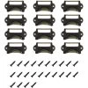 12 Pcs Poignée De Coquille Vintage, Fer Incurvé Bouton De Porte Avec Vis, Bronze Cadre Étiquette De Nom, Porte Étiquettes En Métal, Poignées De Tirage Pour Tiroir Armoire Cuisine Placard 7X3.5cm (Bron