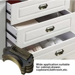 12 Pcs Poignée De Coquille Vintage, Fer Incurvé Bouton De Porte Avec Vis, Bronze Cadre Étiquette De Nom, Porte Étiquettes En Métal, Poignées De Tirage Pour Tiroir Armoire Cuisine Placard 7X3.5cm (Bron -Portes Et Fenêtres Magasin 63653127 4