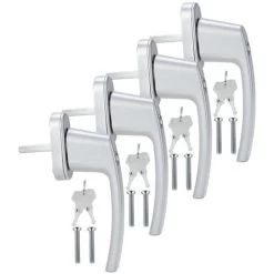 SWANEW Poignée De Fenêtre Poignée De Fenêtre Alu Verrouillable Aluminium Serrure Set Design Gris 4X