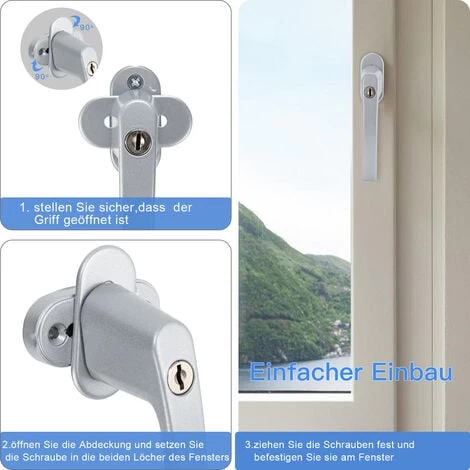 SWANEW Poignée De Fenêtre Poignée De Fenêtre Alu Verrouillable Aluminium Serrure Set Design Gris 4X 2 SWANEW Poignée De Fenêtre Poignée De Fenêtre Alu Verrouillable Aluminium Serrure Set Design Gris 4X – Image 2