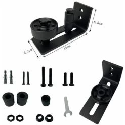 1pcs Guide De Porte Coulissante Robuste En Acier-au Carbone Noir-Rouleau Réglable-Système De Fixation Murale 9 1pcs Guide De Porte Coulissante Robuste En Acier-au Carbone Noir-Rouleau Réglable-Système De Fixation Murale -Portes Et Fenêtres Magasin 64125025 5