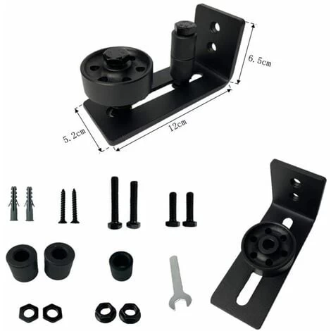 1pcs Guide De Porte Coulissante Robuste En Acier-au Carbone Noir-Rouleau Réglable-Système De Fixation Murale 5 1pcs Guide De Porte Coulissante Robuste En Acier-au Carbone Noir-Rouleau Réglable-Système De Fixation Murale – Image 5