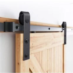 SWANEW Système De Porte Coulissante Ensemble D'accessoires Pour Rail Au Sol Rail De Porte à Rouleau En Bois Verre 150kg Streifen 152CM -Portes Et Fenêtres Magasin 64454428 4