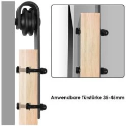 SWANEW Système De Porte Coulissante Ensemble D'accessoires Pour Rail Au Sol Rail De Porte à Rouleau En Bois Verre 150kg Streifen 152CM -Portes Et Fenêtres Magasin 64454428 5
