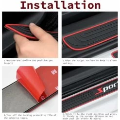 Couvre-seuils De Porte 4 Pièces, Bandes De Protection De Seuil De Porte En Caoutchouc Souple De Haute Qualité, Accessoires De Voiture, Bandes De Protection De Seuil De Porte Anti-rayures, Accessoires -Portes Et Fenêtres Magasin 65629032 3