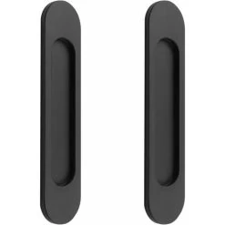 Lot De 2 Poignées De Porte Coulissantes Ovales Auto-adhésives En Alliage D'aluminium Noir Mat Sans Perforation Pour Portes Coulissantes De Grange, Fenêtres, Armoires