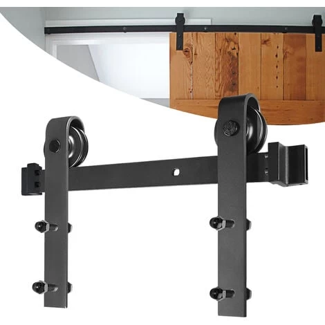 Froadp 183cm Quincaillerie Kit De Rail Système De Porte Coulissante Rail De Suspension En Acier Carbone Charge Jusqu'à 130KG Pour Porte De Grange En Métal Et Bois 1 Froadp 183cm Quincaillerie Kit De Rail Système De Porte Coulissante Rail De Suspension En Acier Carbone Charge Jusqu'à 130KG Pour Porte De Grange En Métal Et Bois