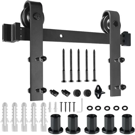Froadp 183cm Quincaillerie Kit De Rail Système De Porte Coulissante Rail De Suspension En Acier Carbone Charge Jusqu'à 130KG Pour Porte De Grange En Métal Et Bois 3 Froadp 183cm Quincaillerie Kit De Rail Système De Porte Coulissante Rail De Suspension En Acier Carbone Charge Jusqu'à 130KG Pour Porte De Grange En Métal Et Bois – Image 3