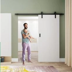 Froadp 183cm Quincaillerie Kit De Rail Système De Porte Coulissante Rail De Suspension En Acier Carbone Charge Jusqu'à 130KG Pour Porte De Grange En Métal Et Bois 8 Froadp 183cm Quincaillerie Kit De Rail Système De Porte Coulissante Rail De Suspension En Acier Carbone Charge Jusqu'à 130KG Pour Porte De Grange En Métal Et Bois -Portes Et Fenêtres Magasin 67376699 4